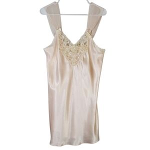 🟢2197 * Alexandra Nicole Satin Bridal Nightgown Pale Pink Size M Vintage